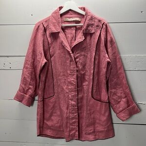 Cynthia Ashby Woman’s 100% Linen Lagenlook Art to Wear Button Down Shirt Size M